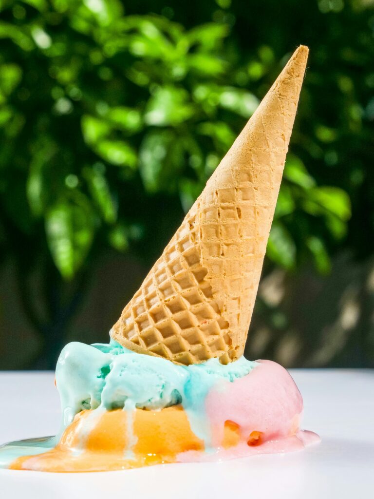 ice cream cone melting